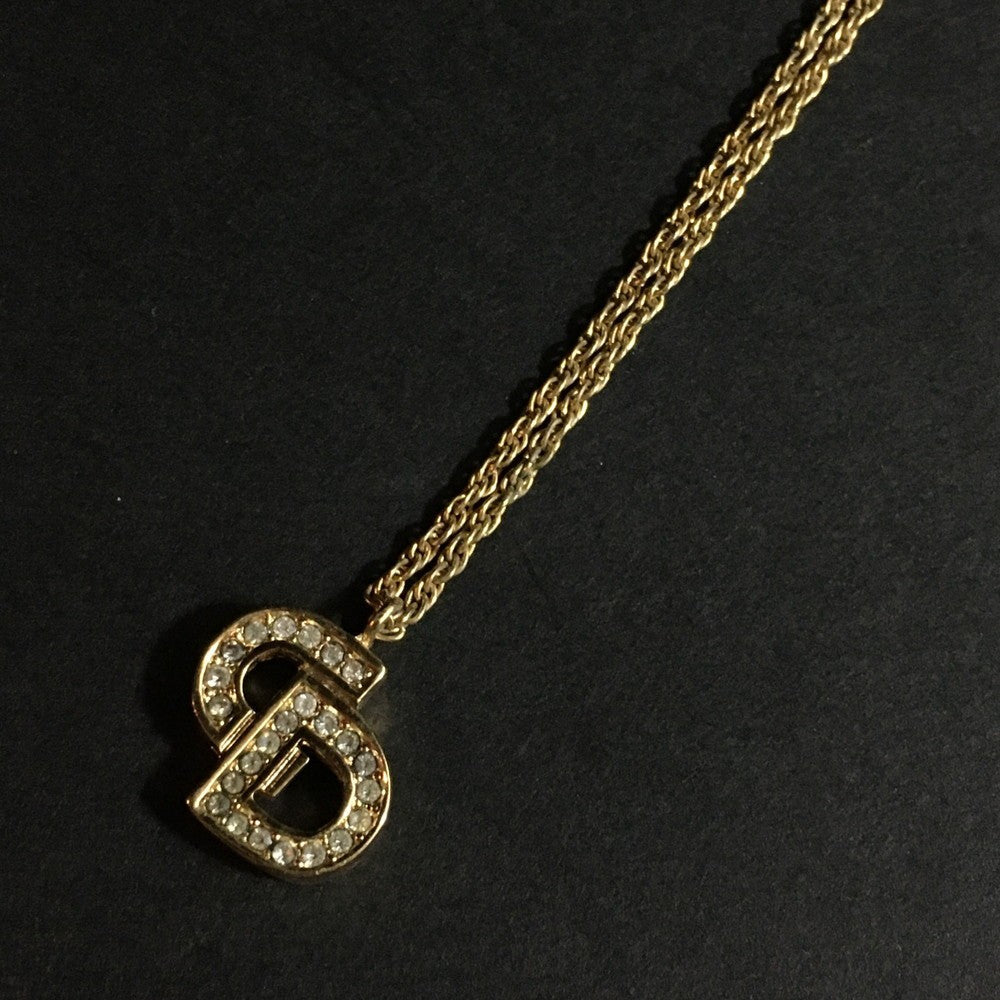 Christian Dior Cd Logo Rhinestone Gold