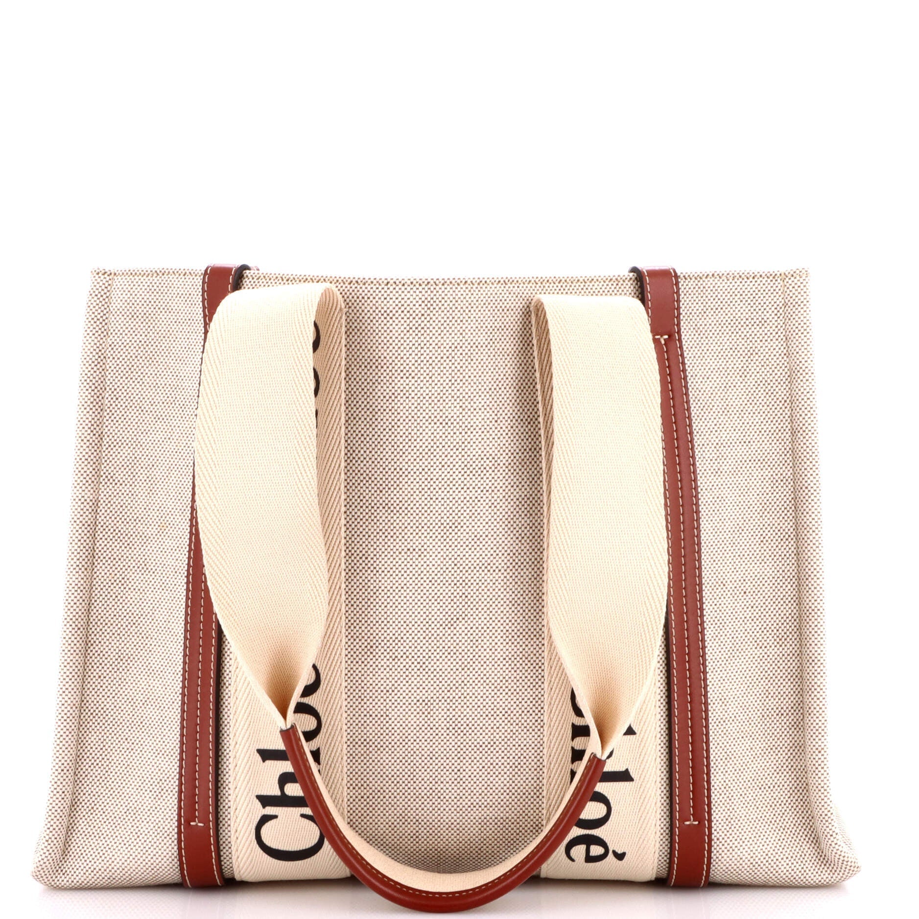 Chloe Woody Tote Canvas With Leather