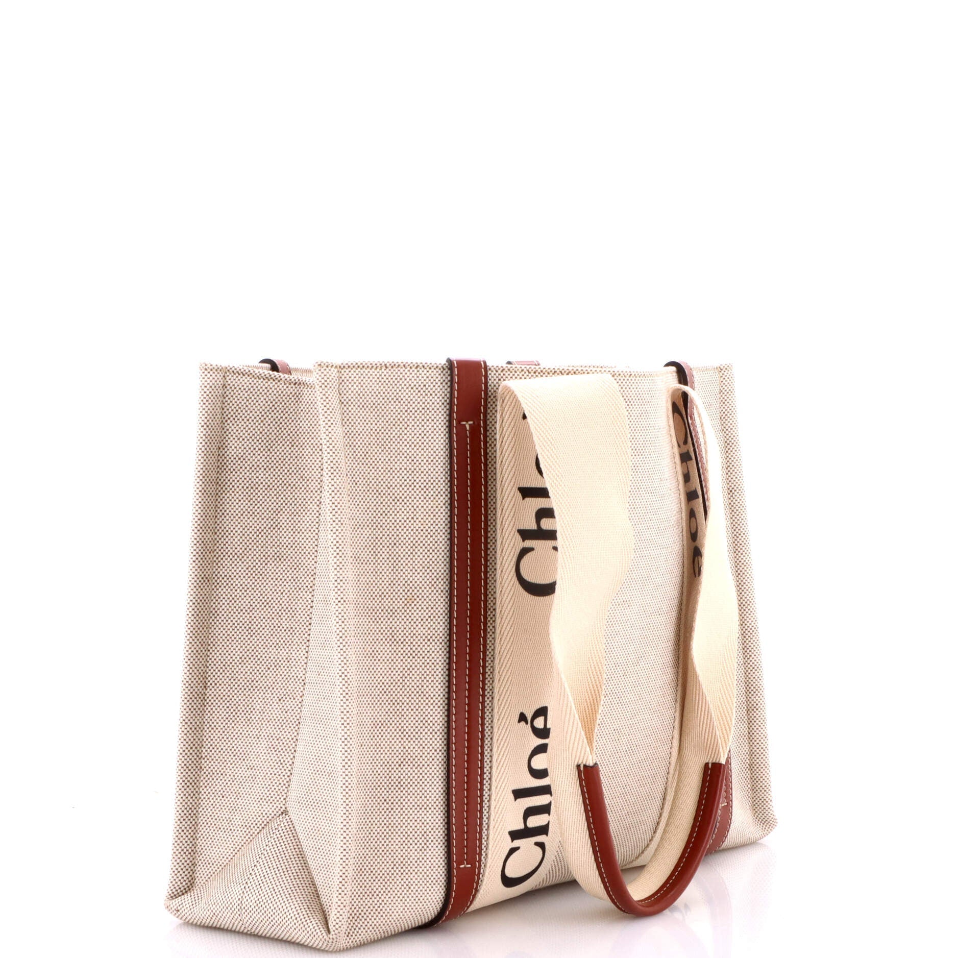 Chloe Woody Tote Canvas With Leather