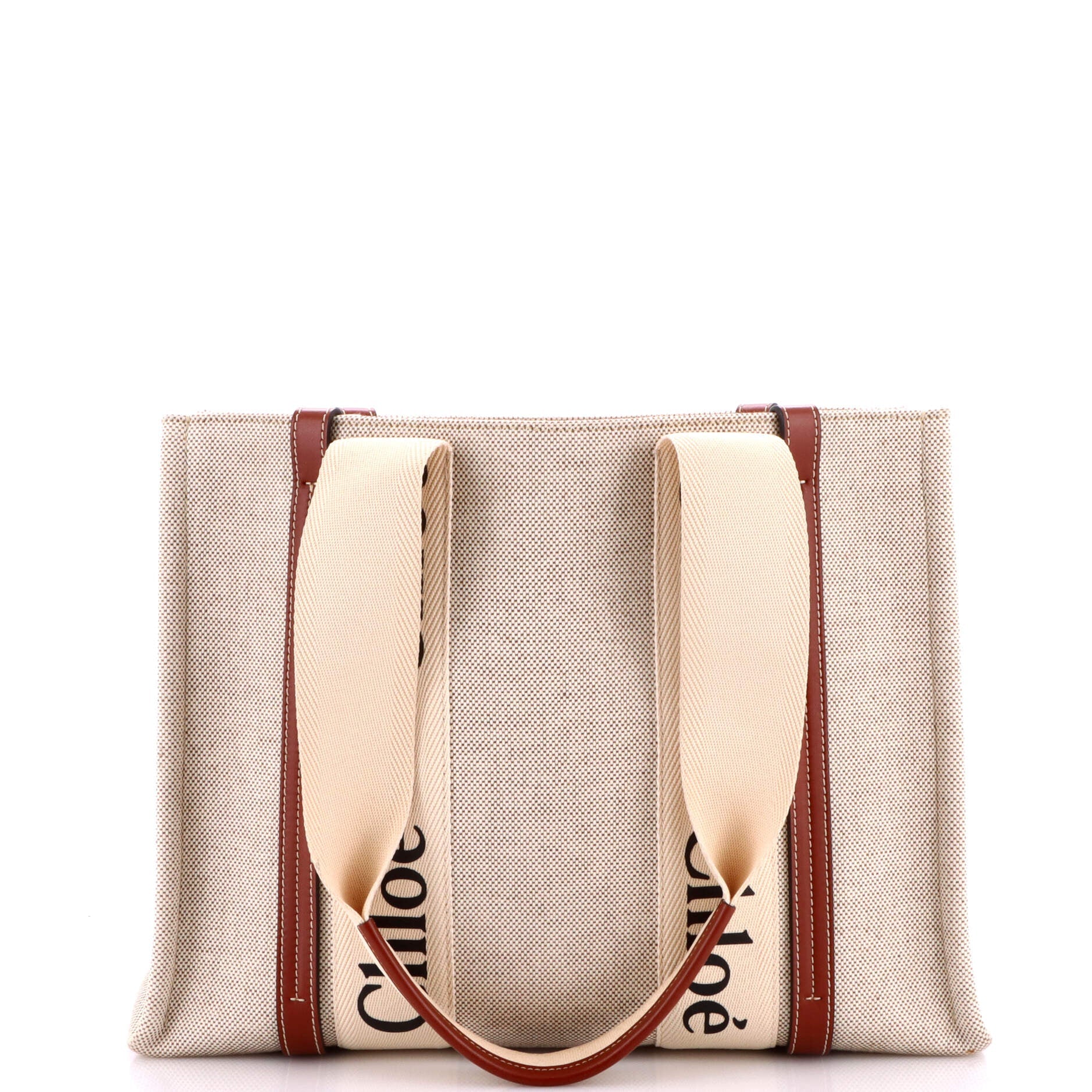 Chloe Woody Tote Canvas With Leather