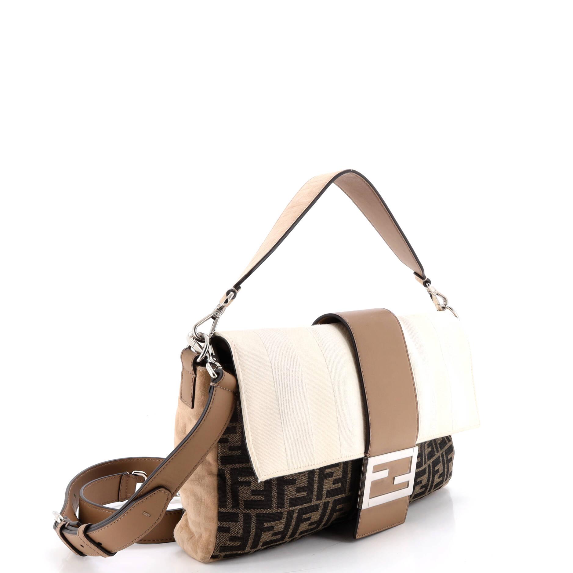 Fendi Baguette Zucca And Pequin Canvas