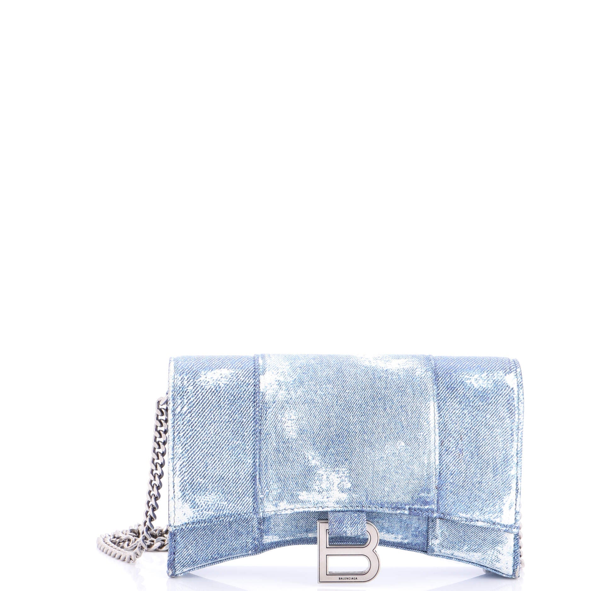 Balenciaga Hourglass Chain Wallet Denim