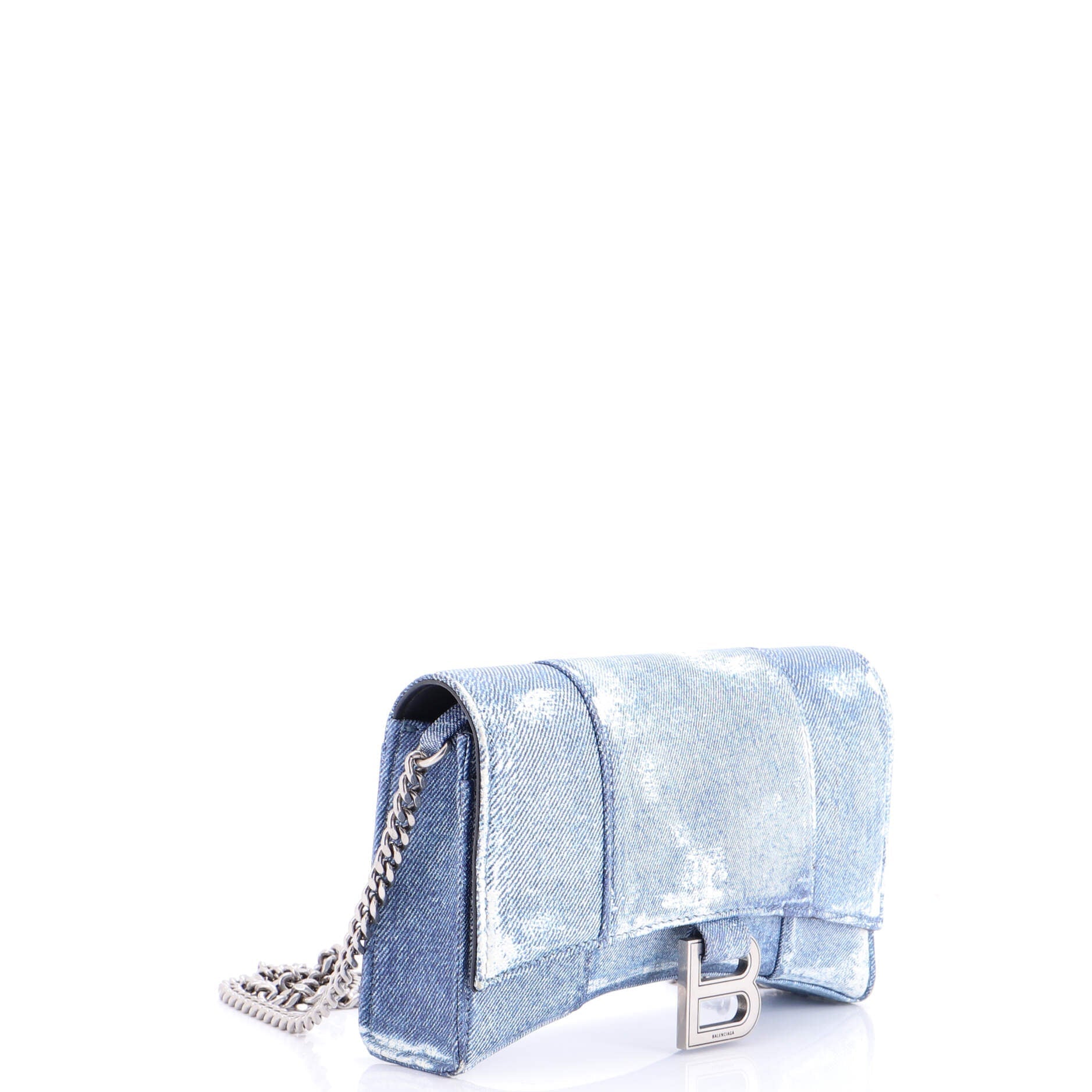 Balenciaga Hourglass Chain Wallet Denim