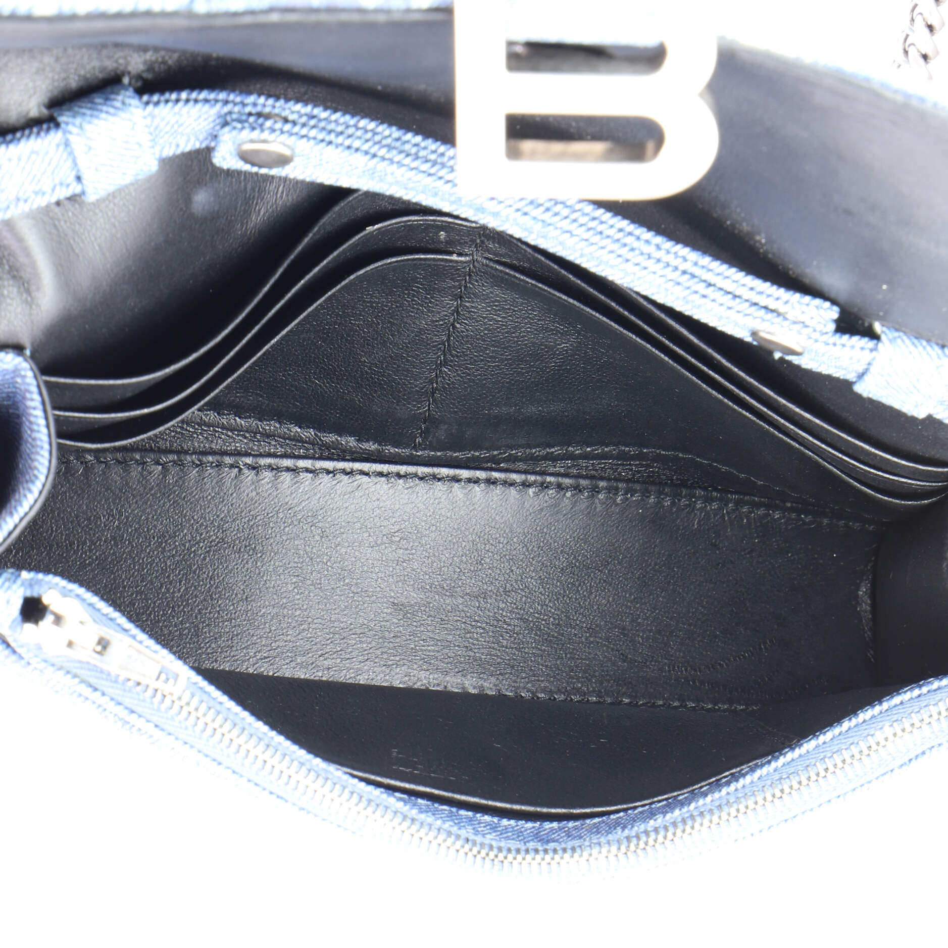 Balenciaga Hourglass Chain Wallet Denim