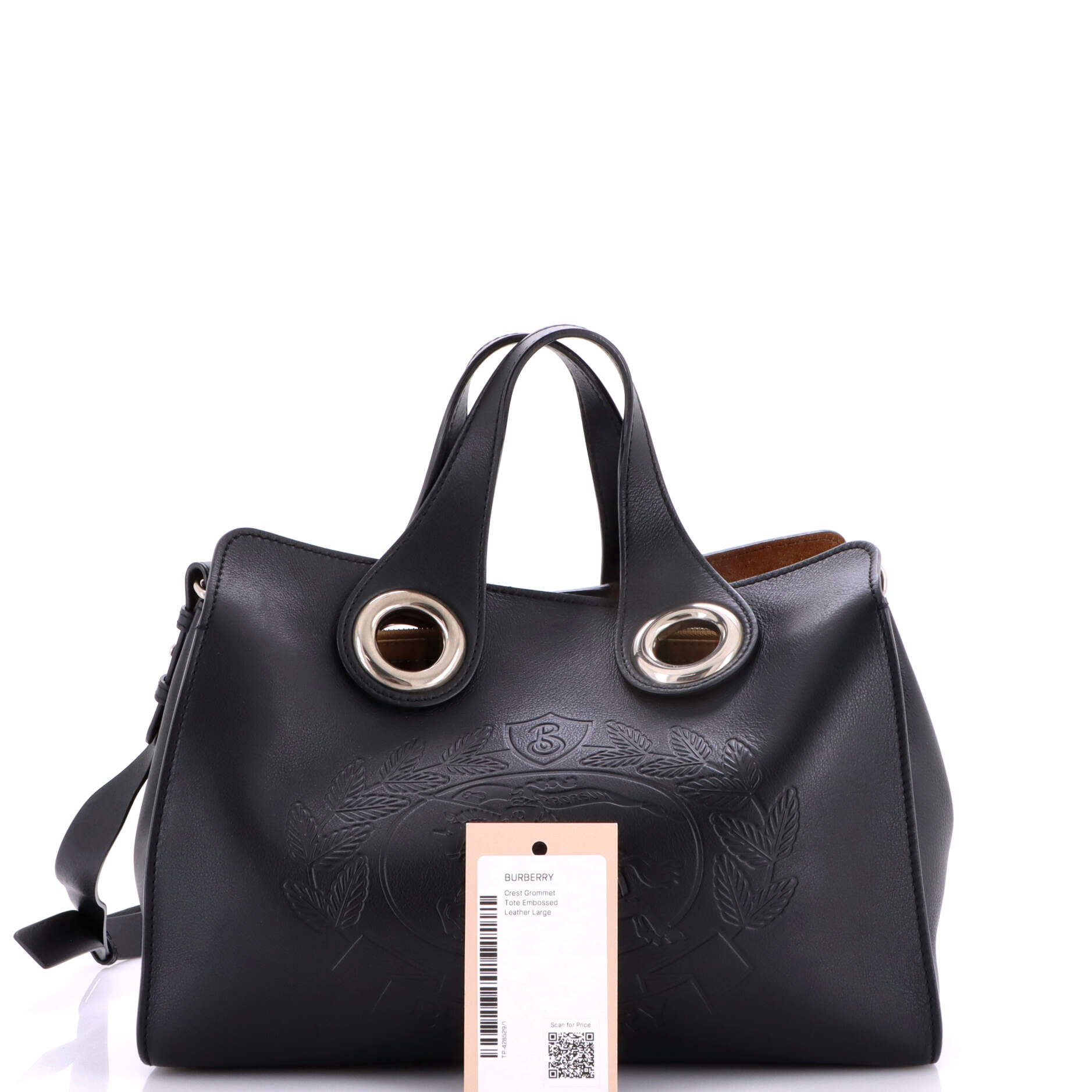 Burberry Crest Grommet Tote Embossed