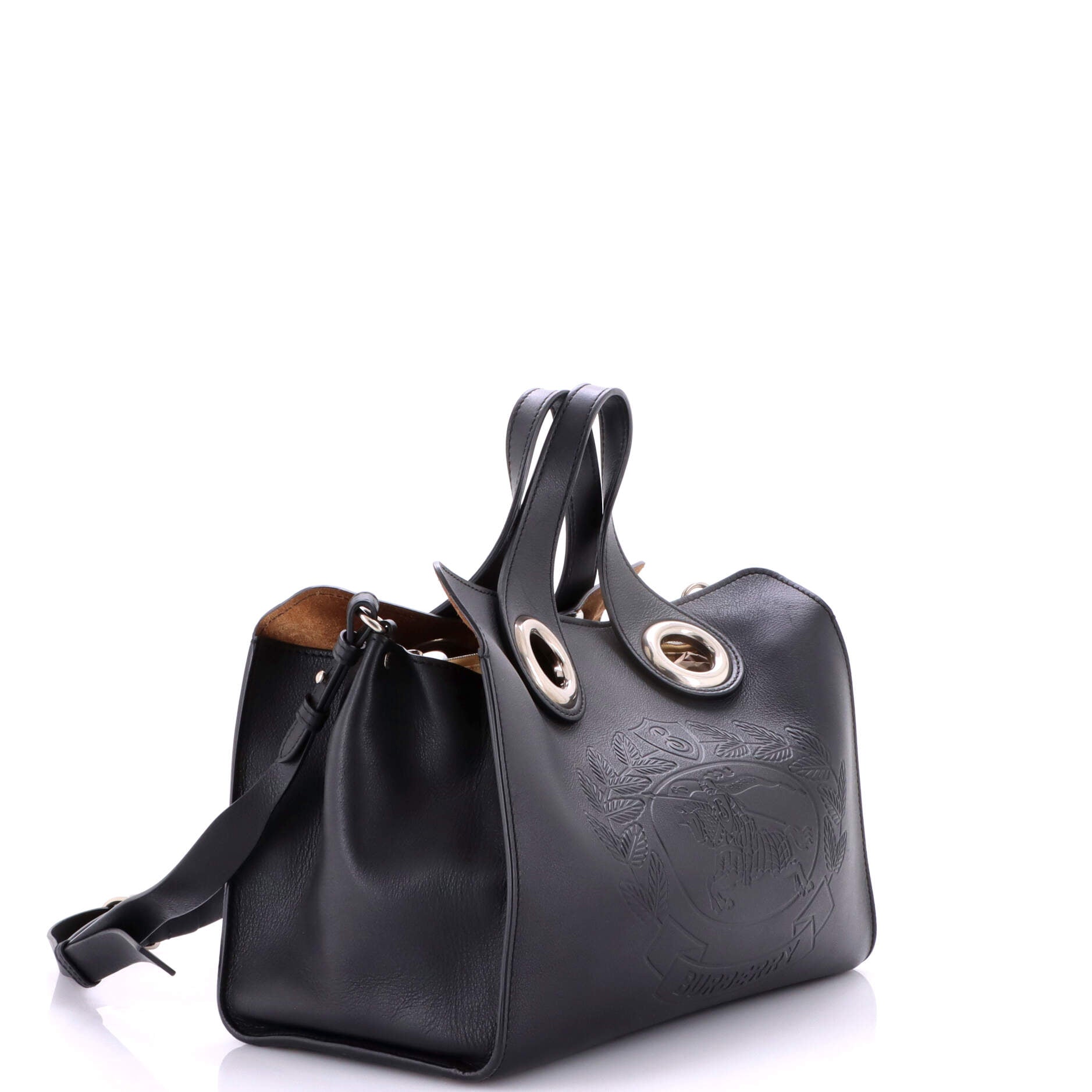 Burberry Crest Grommet Tote Embossed