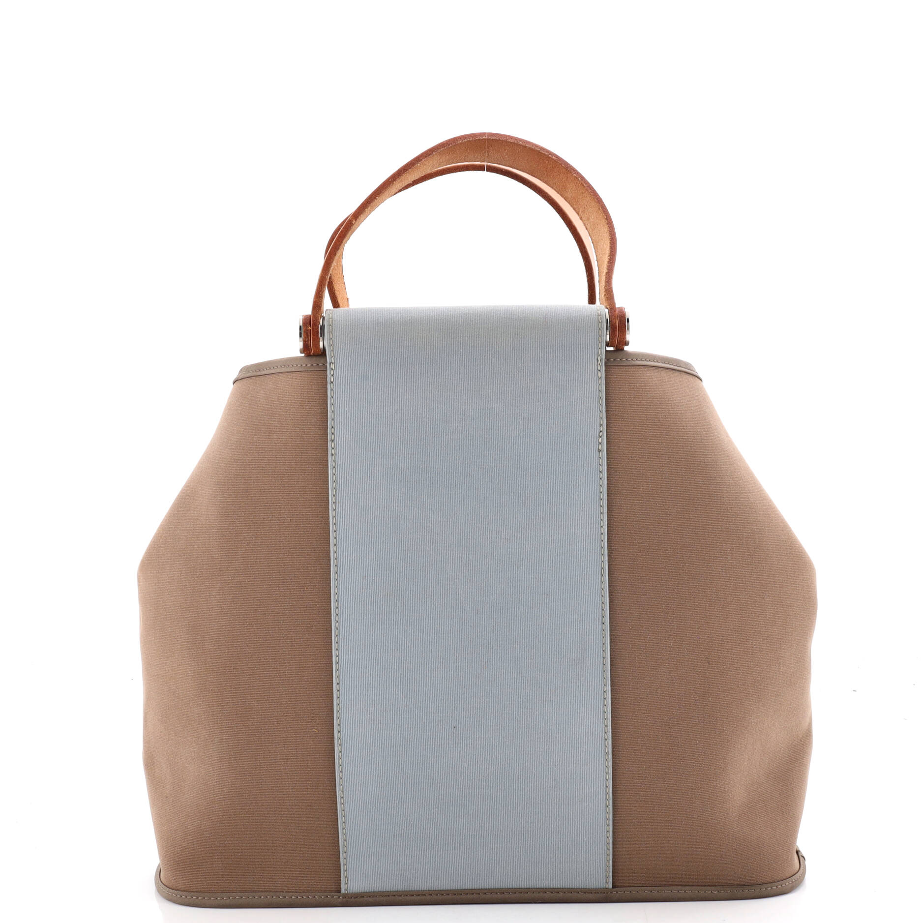 Hermes Cabag Handbag Toile And Leather