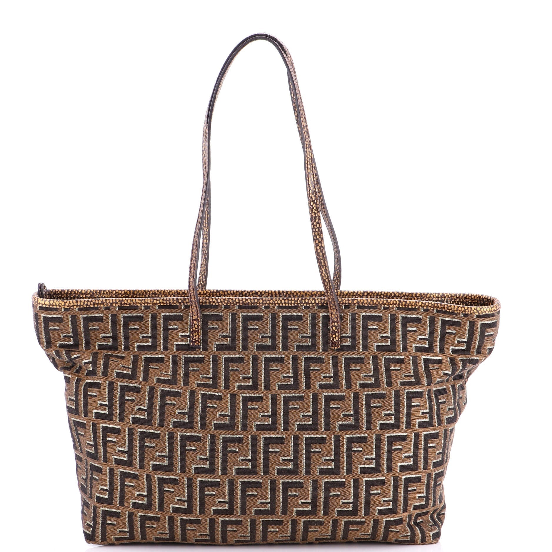 Fendi Roll Tote Metallic Zucca Canvas