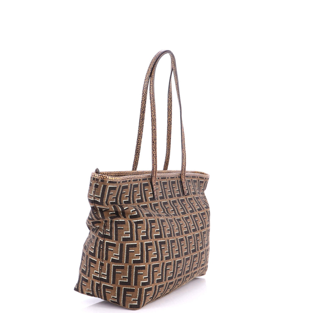 Fendi Roll Tote Metallic Zucca Canvas
