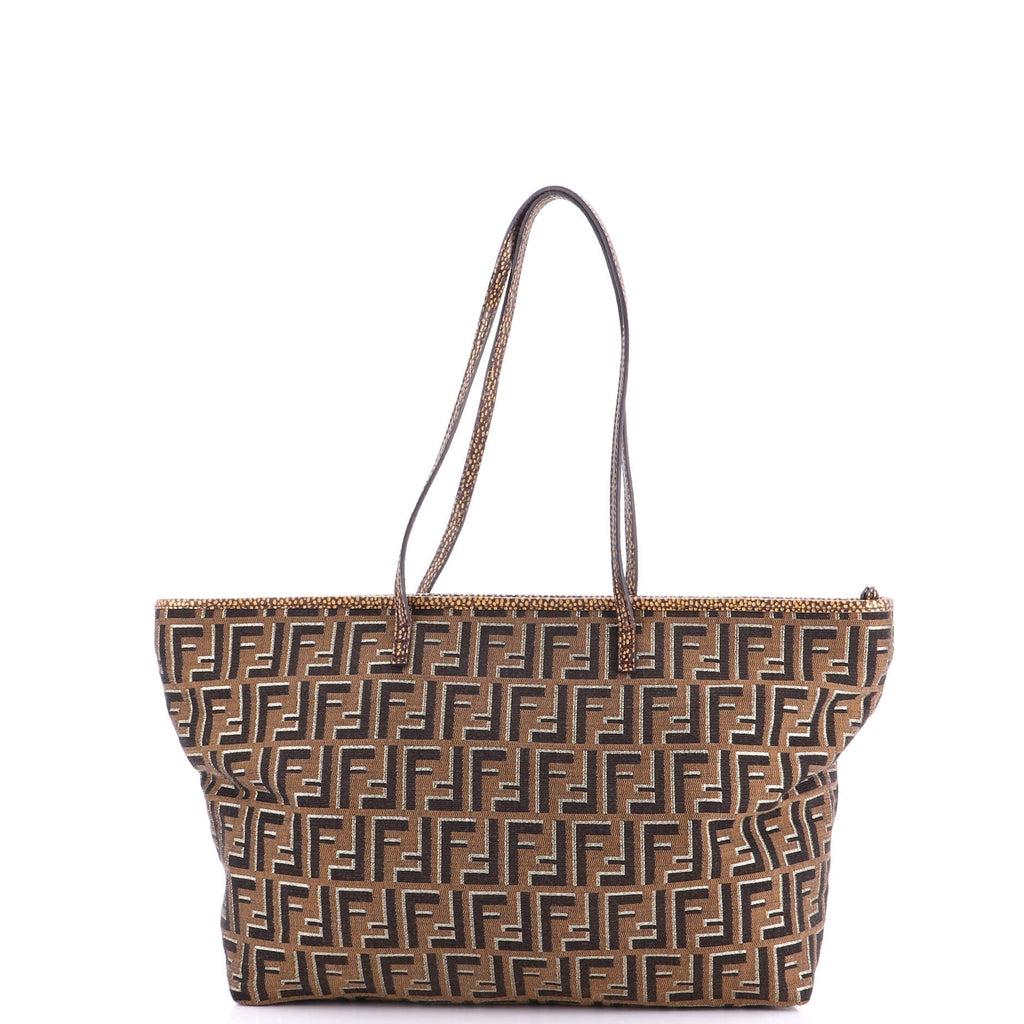 Fendi Roll Tote Metallic Zucca Canvas