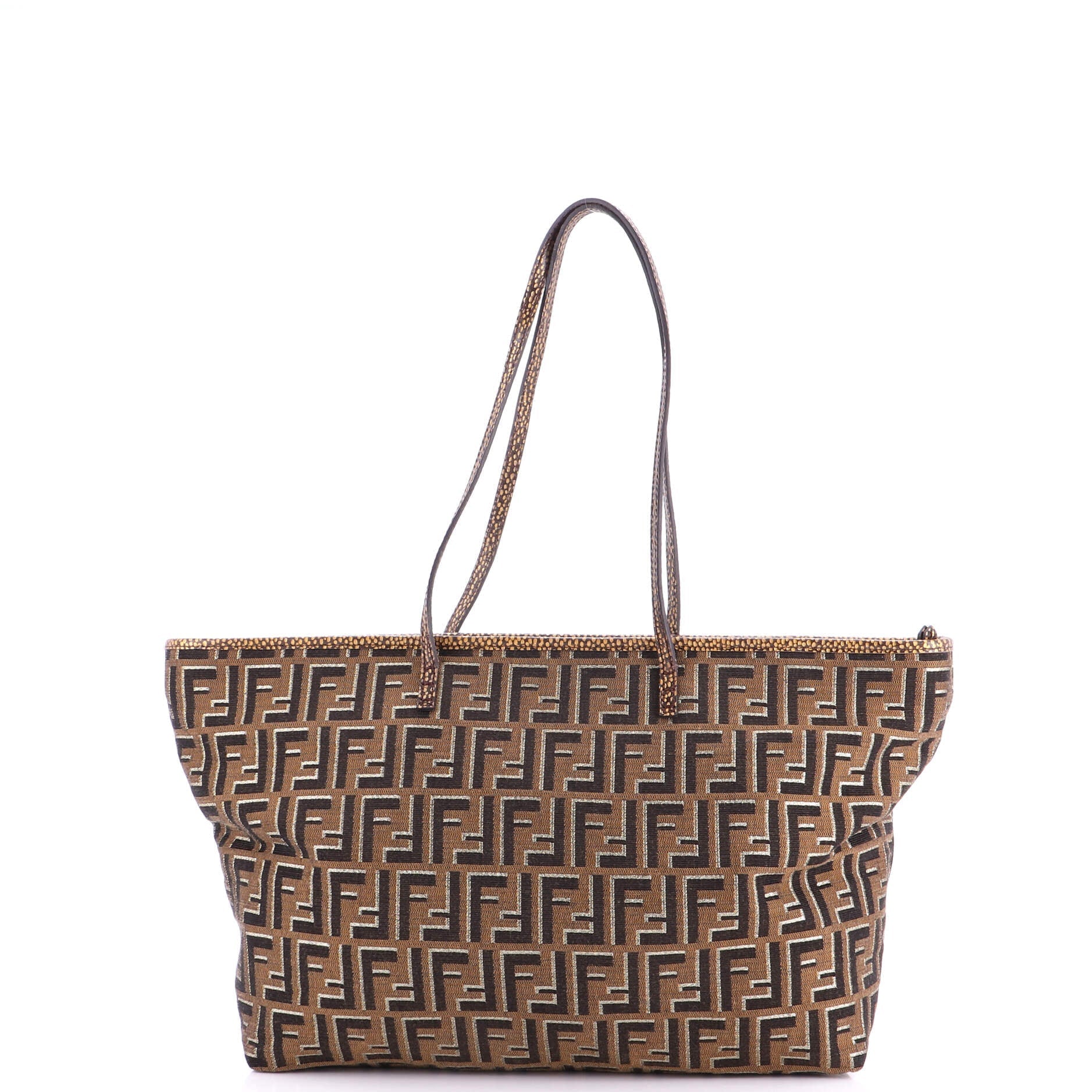 Fendi Roll Tote Metallic Zucca Canvas