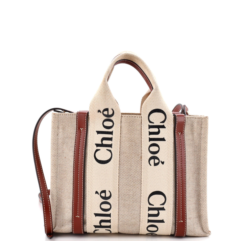 Chloe Woody Tote Canvas With Leather
