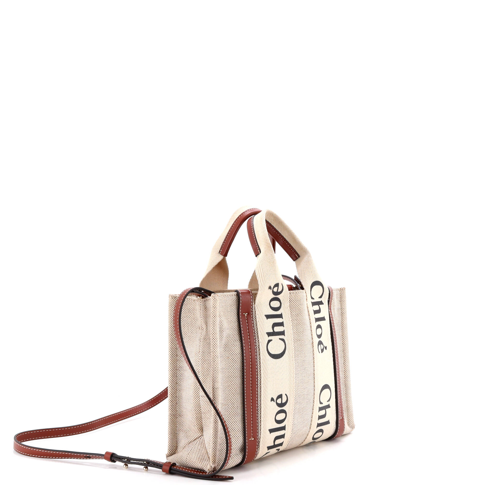 Chloe Woody Tote Canvas With Leather