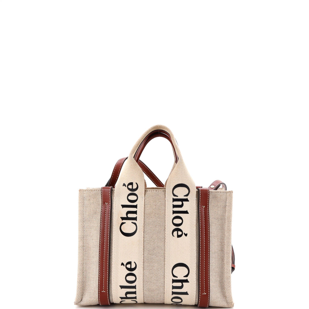 Chloe Woody Tote Canvas With Leather