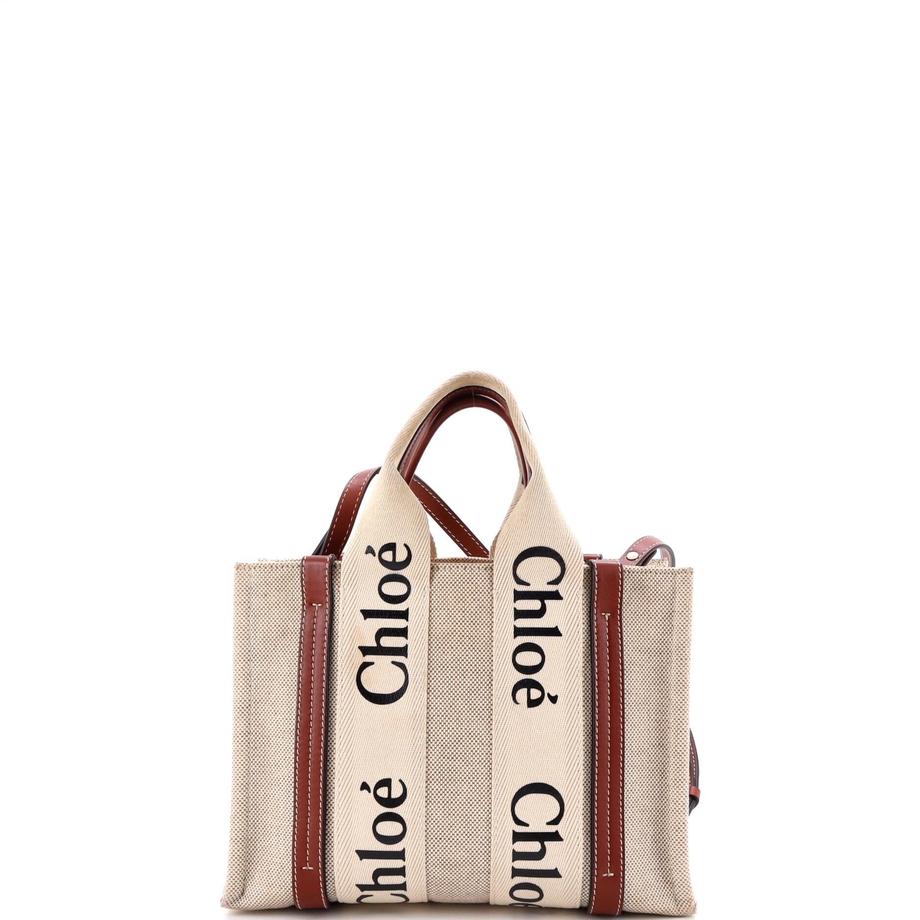 Chloe Woody Tote Canvas With Leather