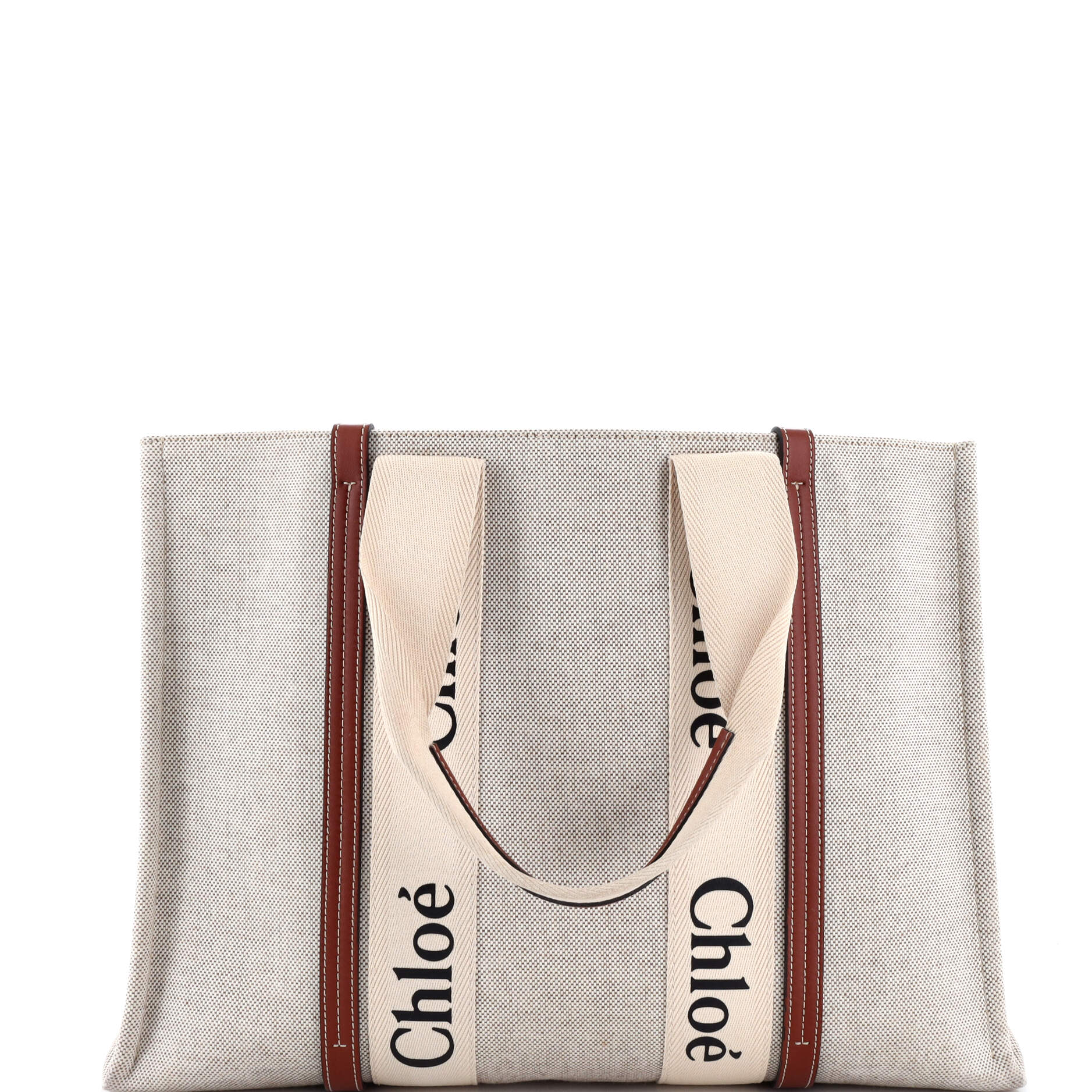 Chloe Woody Tote Canvas With Leather