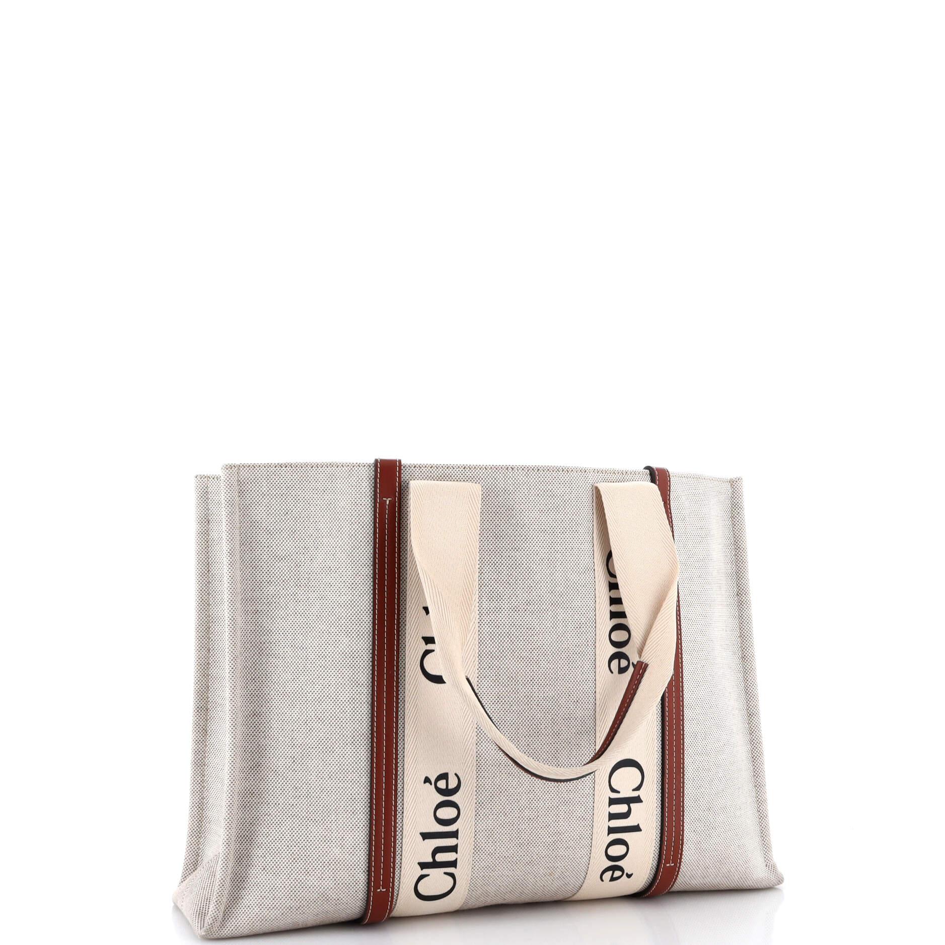 Chloe Woody Tote Canvas With Leather