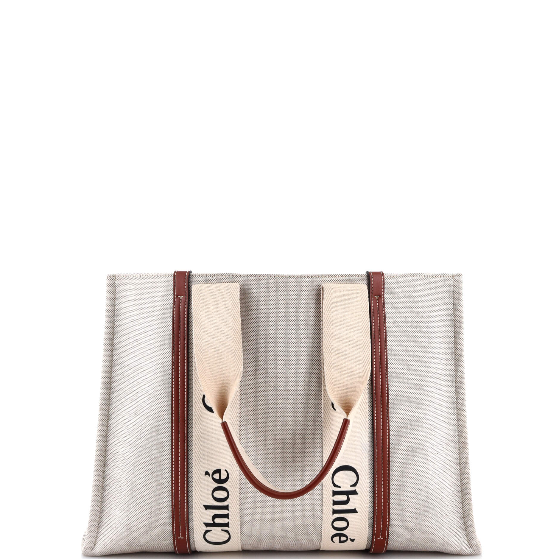Chloe Woody Tote Canvas With Leather