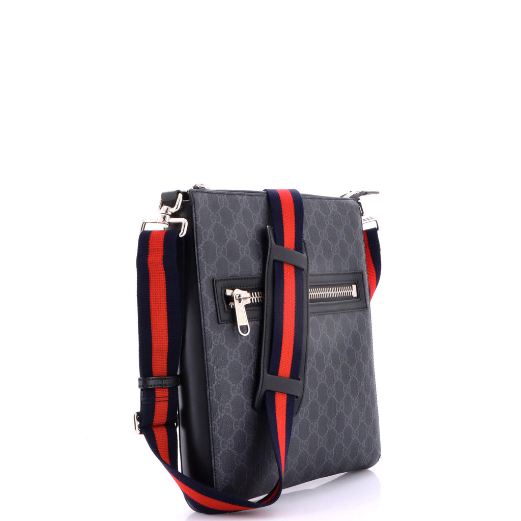 Gucci Web Strap Front Zip Messenger Bag