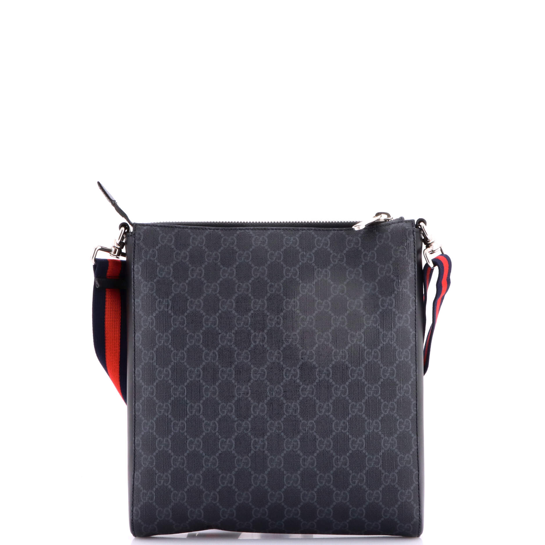 Gucci Web Strap Front Zip Messenger Bag