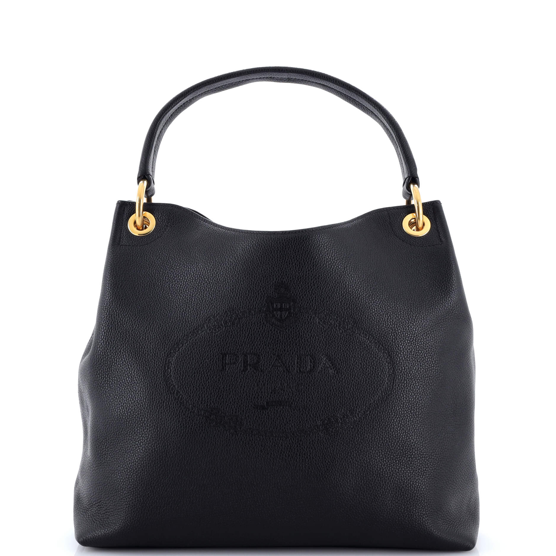 Prada Logo Hobo Embossed Vitello Daino