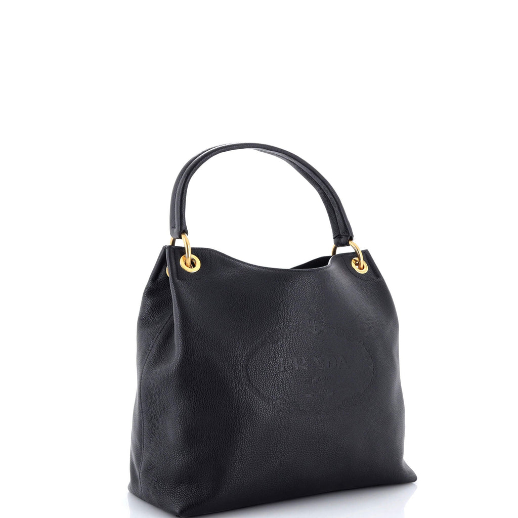 Prada Logo Hobo Embossed Vitello Daino