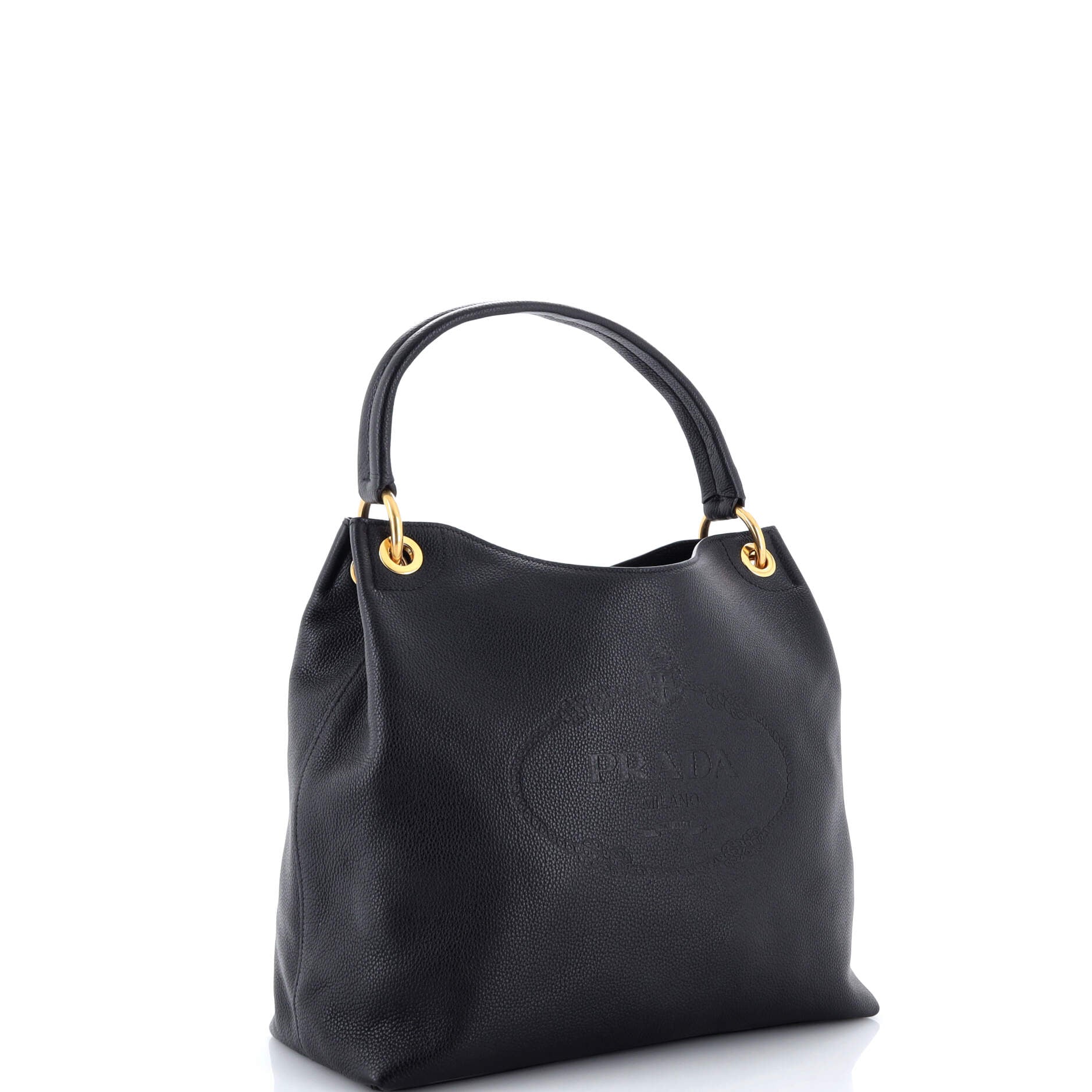 Prada Logo Hobo Embossed Vitello Daino