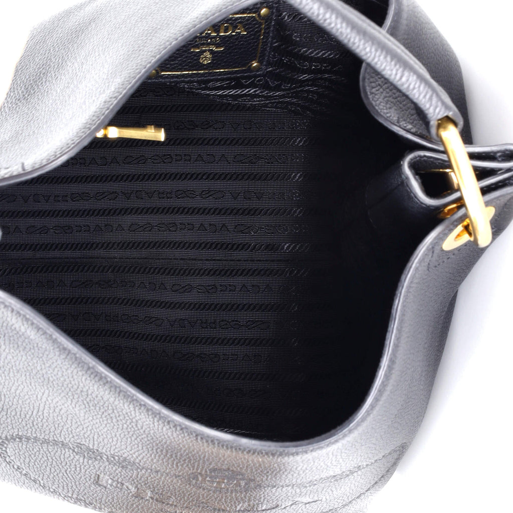 Prada Logo Hobo Embossed Vitello Daino