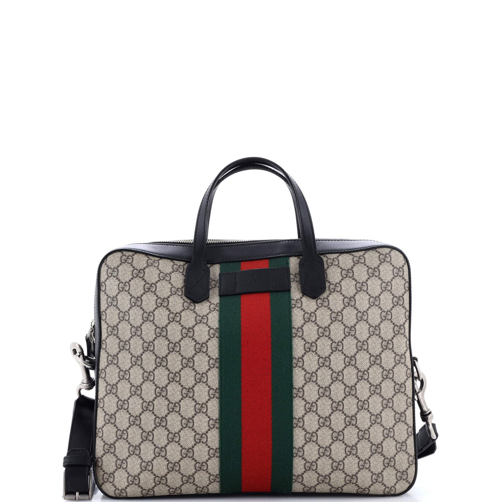 Gucci Web Zip Around Briefcase Gg Coated