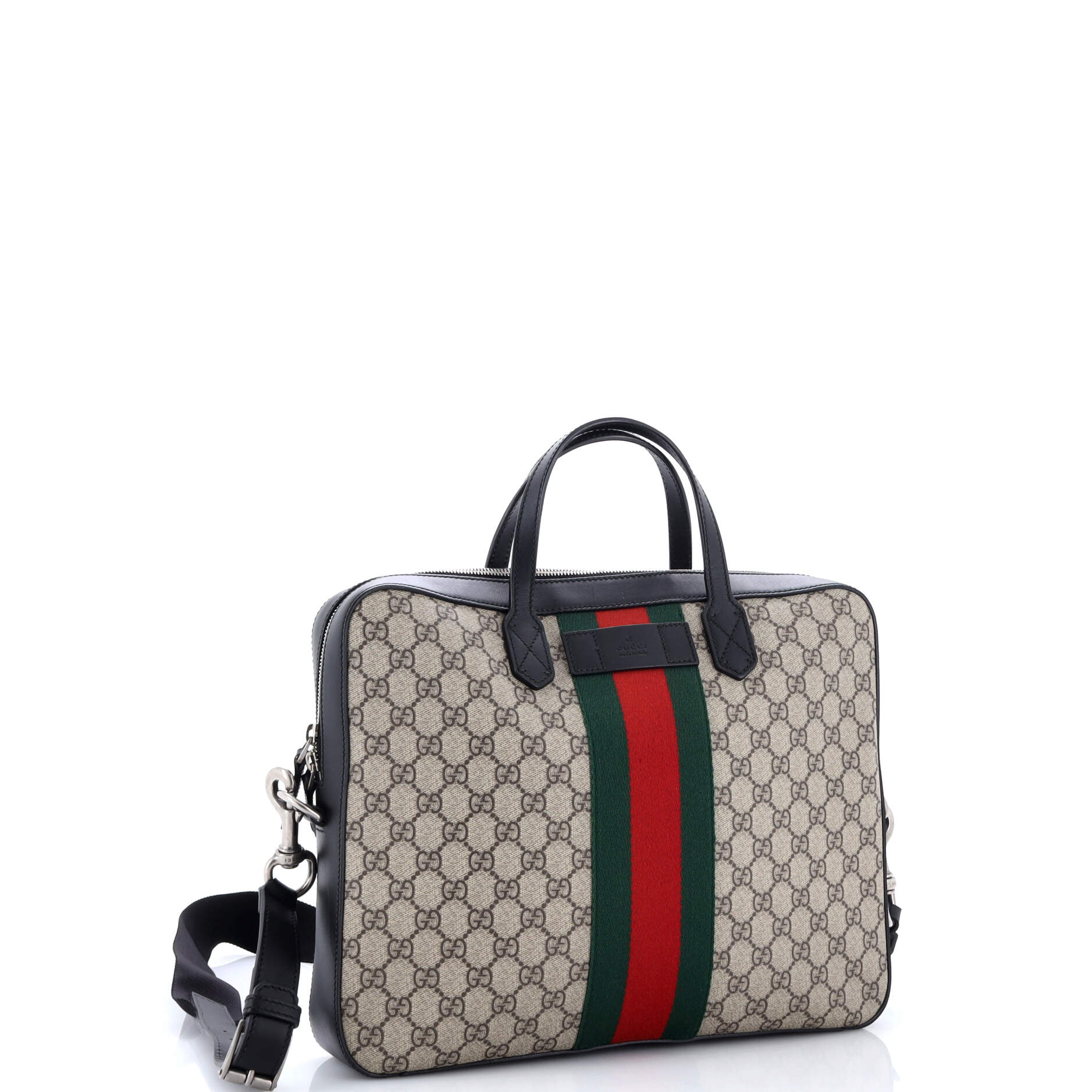 Gucci Web Zip Around Briefcase Gg Coated