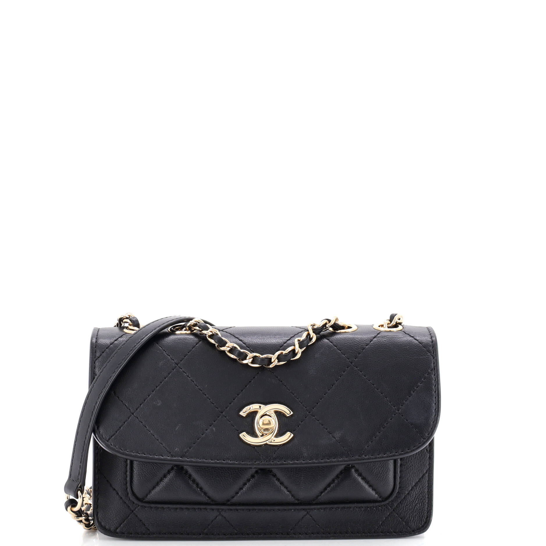 Chanel Cc Front Pocket Flap Bag Stitched