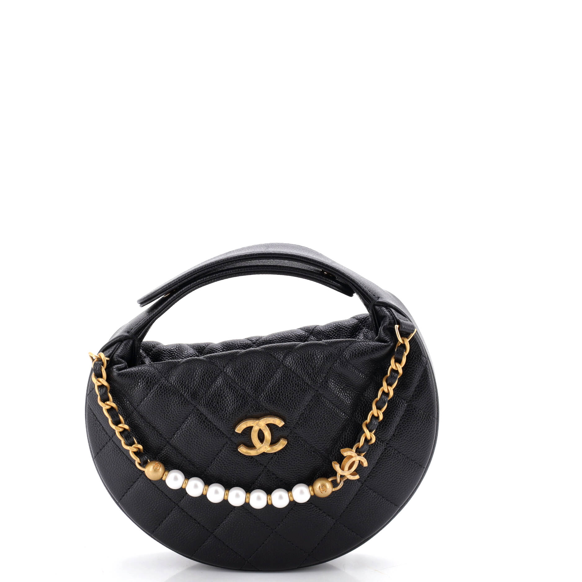 Chanel Single Pearl Chain Hobo Pouch